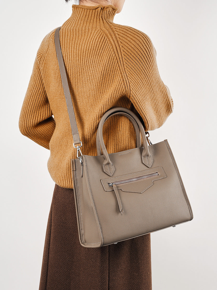 Women Soft Cowhide Minimalist Casual Tote Bag-RAIIFY