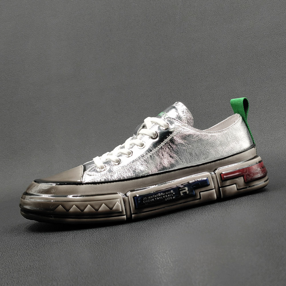 Men Fashion Glued Leather Casual Sneakers-RAIIFY