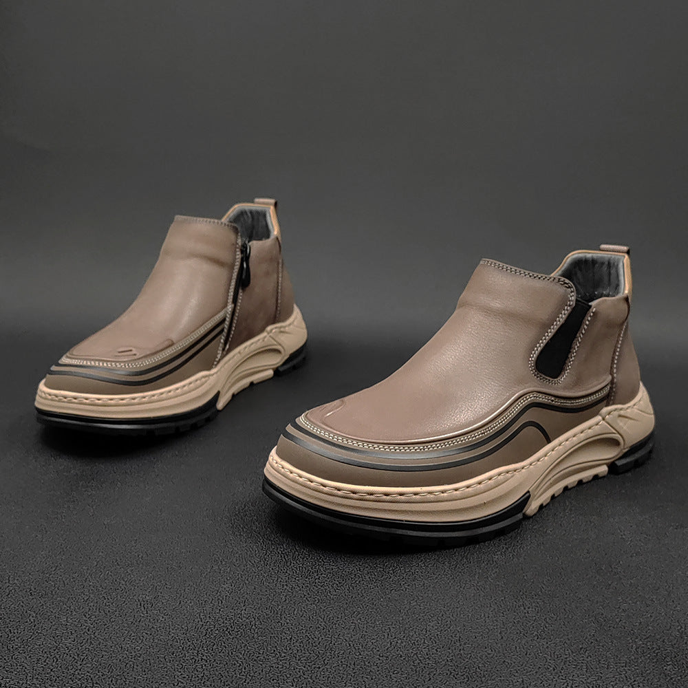 Men Fashion Minimalist Leather Ankle Boots-RAIIFY