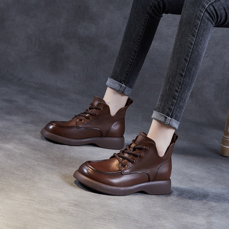 Women Retro Minimalist Soft Leather Ankle Boots-RAIIFY
