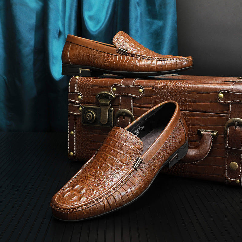 Men Classic Embossing Cowhide Casual Slip-On Loafers-RAIIFY