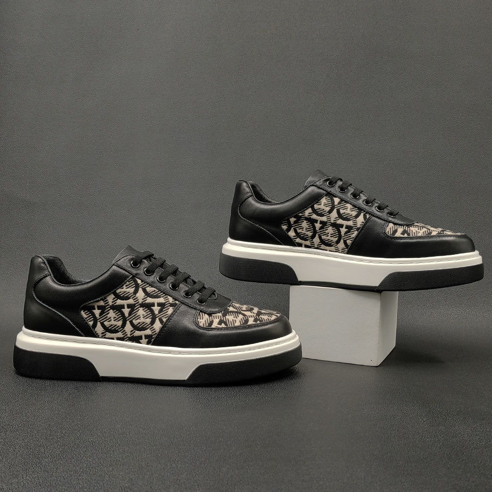 Men Fashion Leather Flat Casual Sneakers-RAIIFY