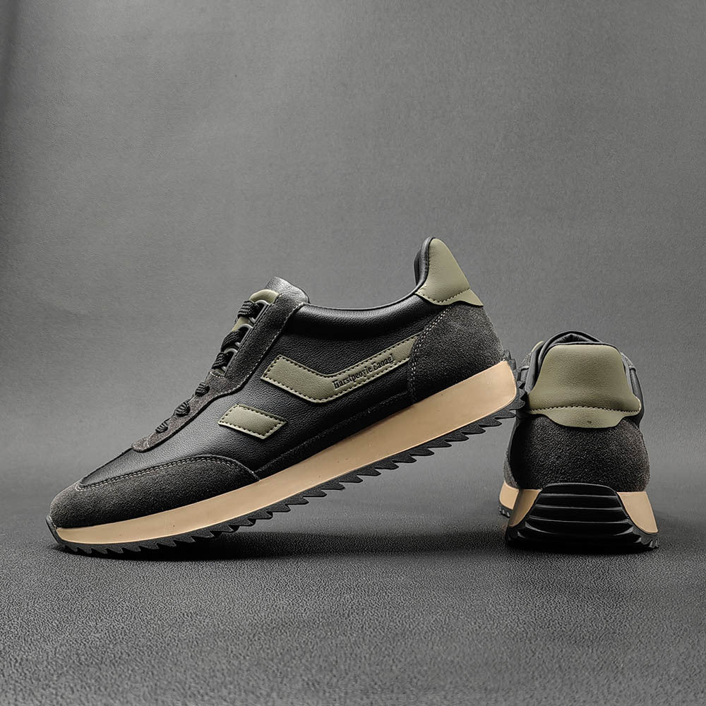Men Fashion Patchwork Cowhide Flat Casual Sneakers-RAIIFY