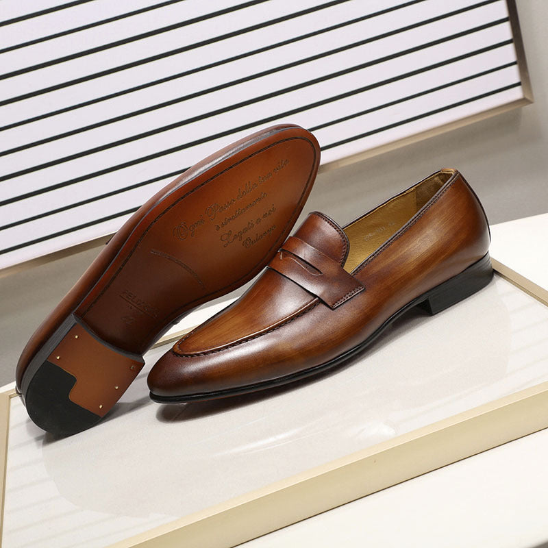 Men Cowhide Casual Leather Retro Loafers-RAIIFY