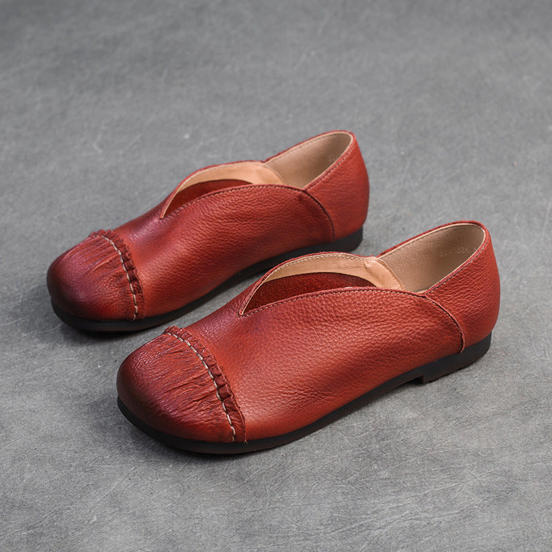 Women Minimalist Soft Leather Casual Flats-RAIIFY