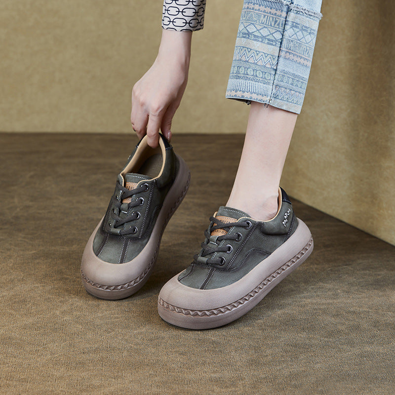 Women Retro Fashion Leather Casual Shoes-RAIIFY