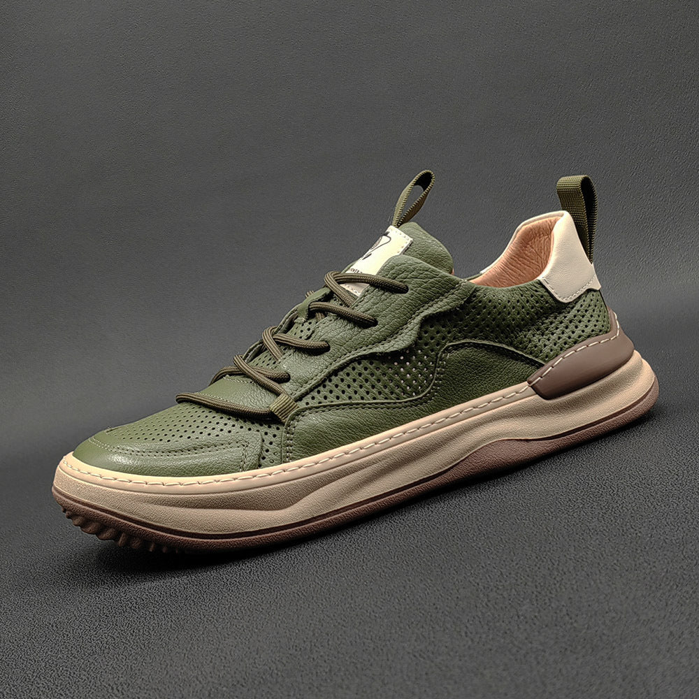 Men Hollow Leather Breathable Fashion Casual Sneakers-RAIIFY