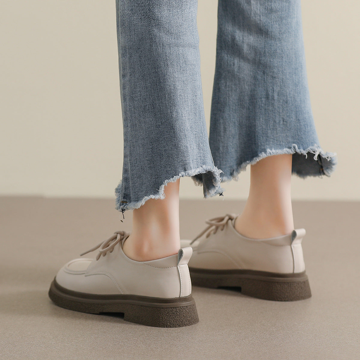 Women Minimalist Retro Lace-up Soft Loafers-RAIIFY