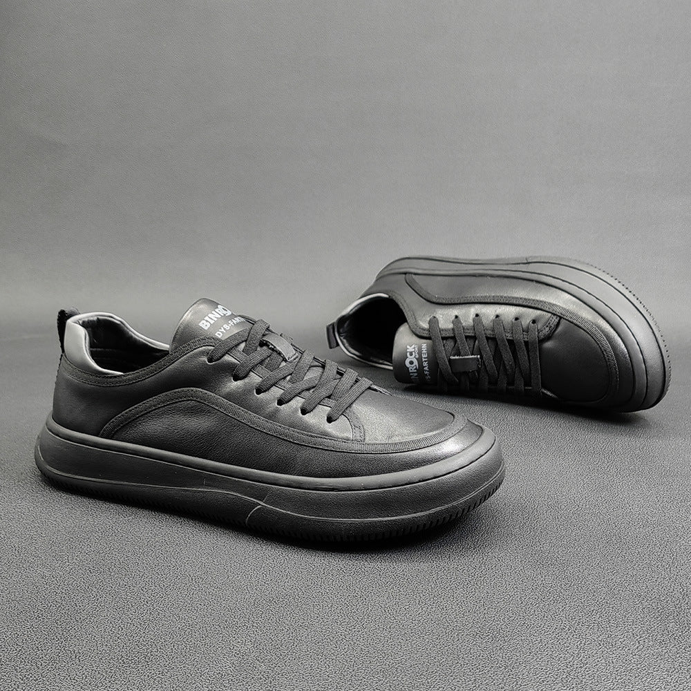 Men Leather Casual Fashion Solid Flat Sneakers-RAIIFY