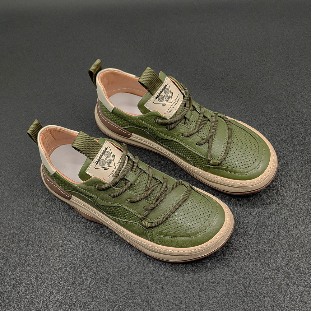 Men Hollow Leather Breathable Fashion Casual Sneakers-RAIIFY
