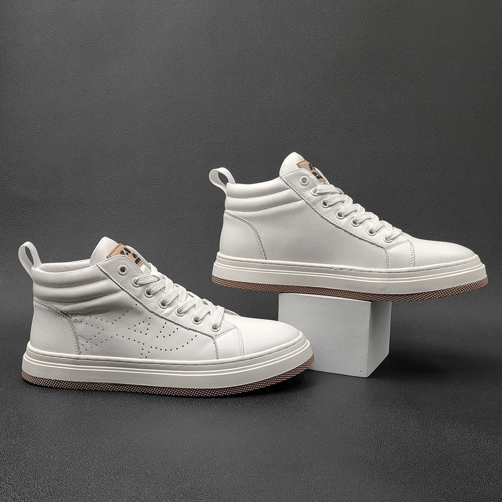 Men Fashion Breathable Leather Casual High Top Shoes-RAIIFY