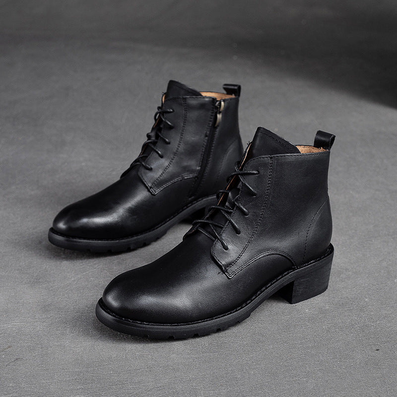 Women Classic Minimalist Chunky Heel Ankle Boots-RAIIFY