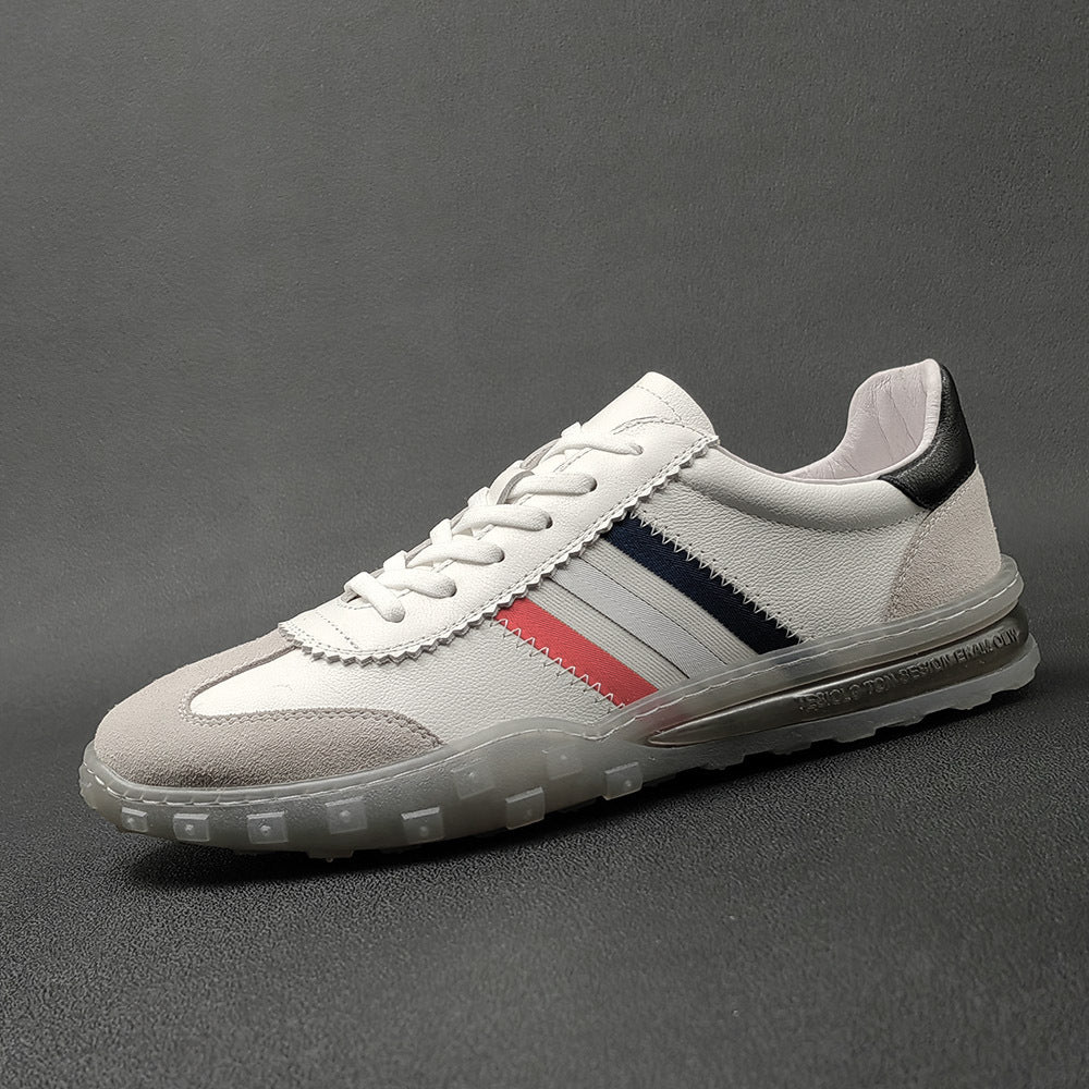 Men Fashion Patchwork Leather Flat Casual Sneakers-RAIIFY