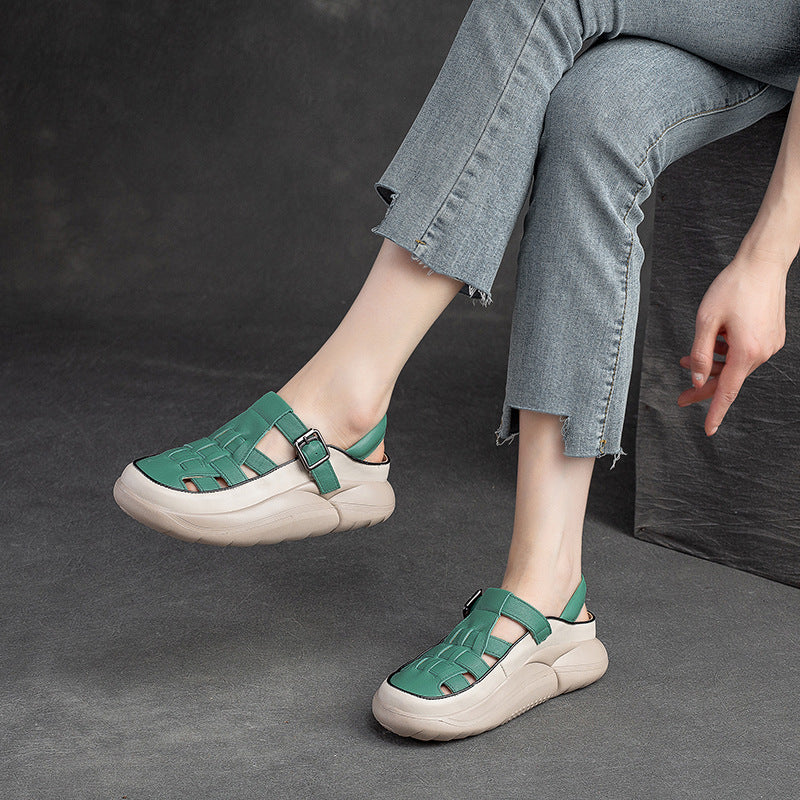 Women Handcraft Plaited Leather Soft Summer Sandals-RAIIFY