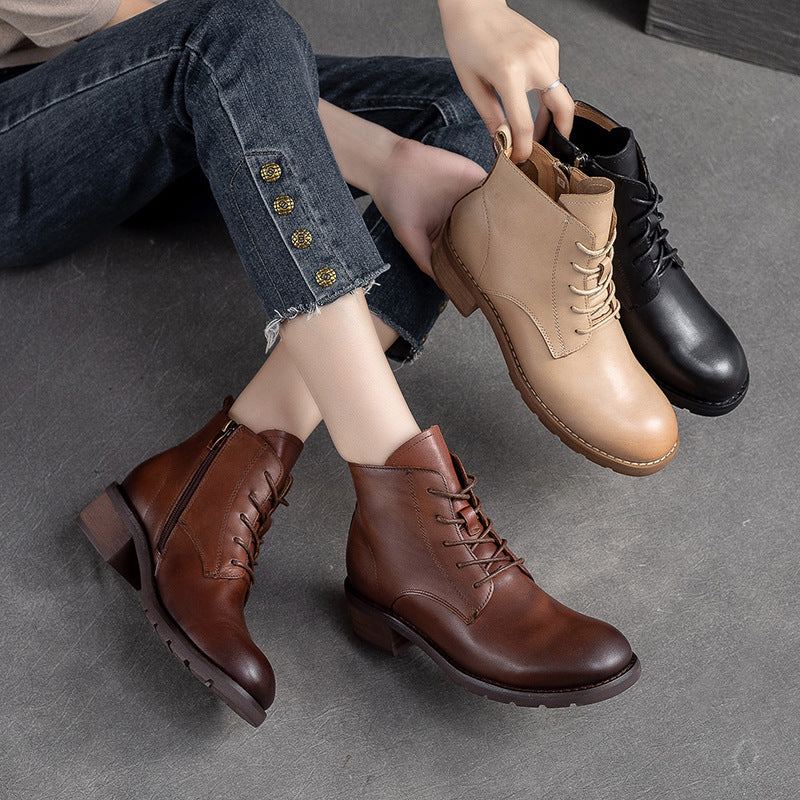 Women Classic Minimalist Chunky Heel Ankle Boots-RAIIFY