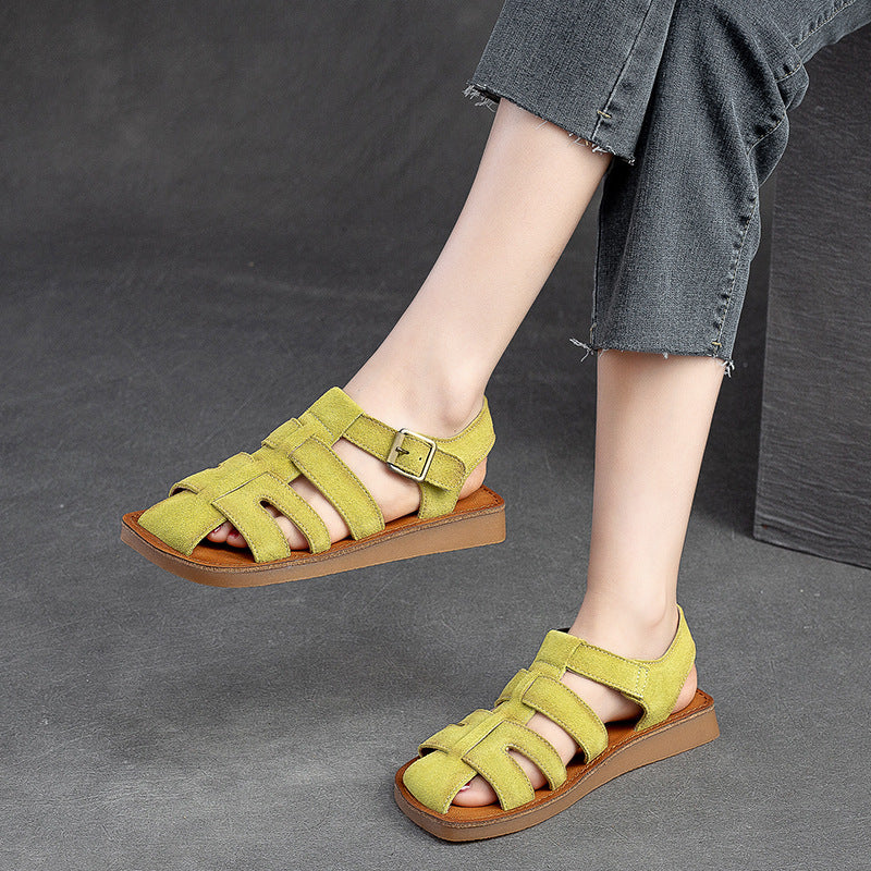 Women Summer Leather Flat Casual Sandals-RAIIFY