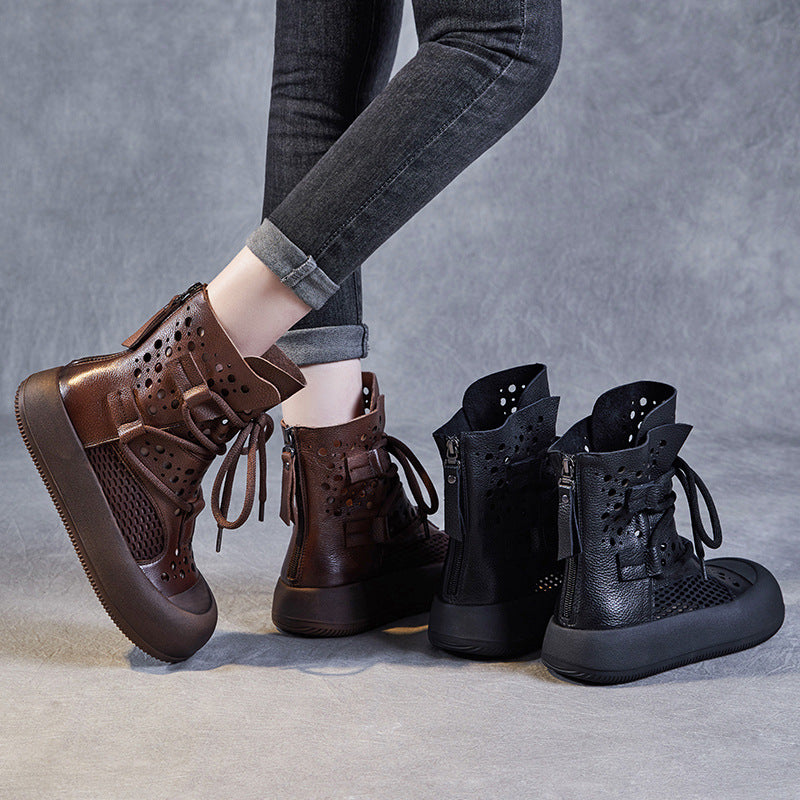 Women Retro Hollow Breathable Flat Summer Boots-RAIIFY