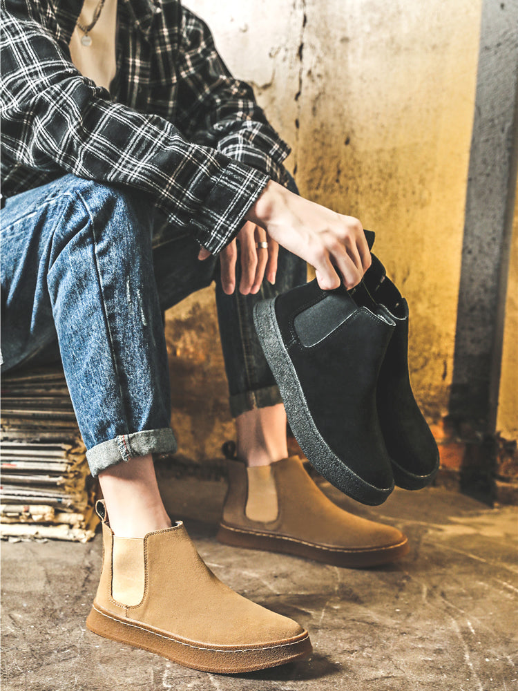 Men Casual Retro Leather Ankle Boots-RAIIFY