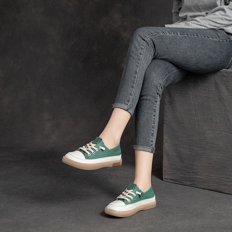 Women Stylish Leather Patchwork Flat Casual Shoes-RAIIFY