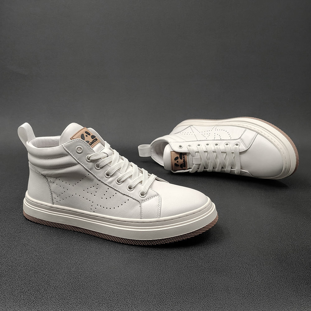 Men Fashion Breathable Leather Casual High Top Shoes-RAIIFY
