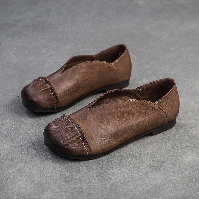 Women Minimalist Soft Leather Casual Flats-RAIIFY