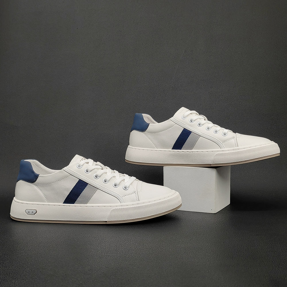 Men Fashion Casual Leather Flat Court Sneakers-RAIIFY