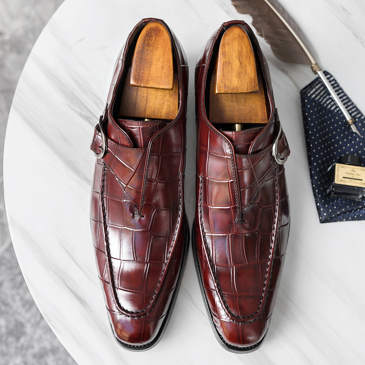 Men Classic Glossy Leather Oxford Shoes-RAIIFY