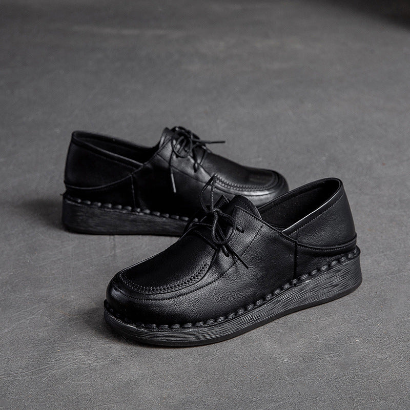Women Soft Leather Retro Solid Casual Shoes-RAIIFY