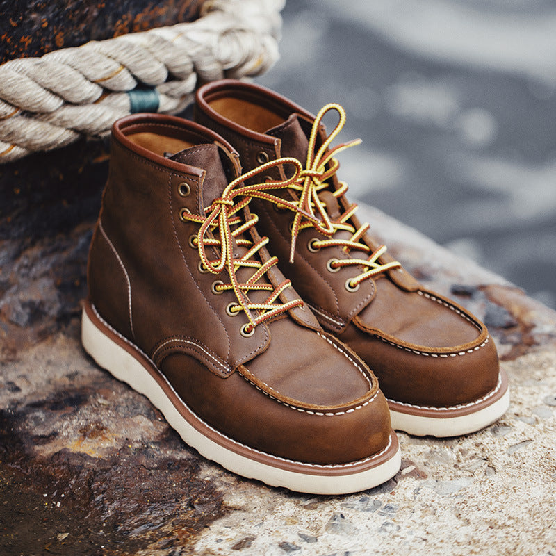 Men Retro Style Minimalist Leather Casual Boots-RAIIFY