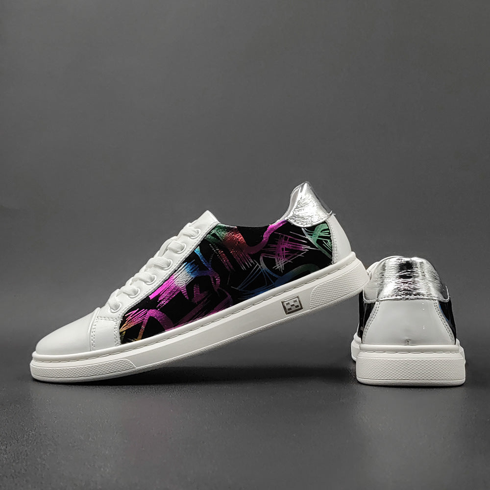 Men Stylish Fashion Print Leather Flat Casual Shoes-RAIIFY