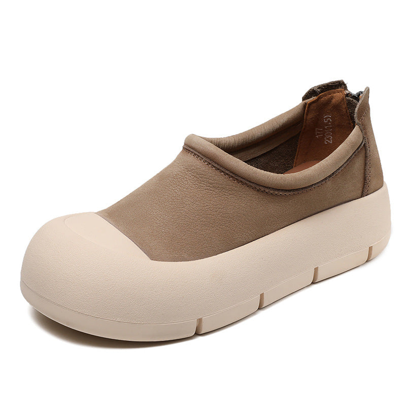 Women Minimalist Leather Thick Soled Casual Shoes-RAIIFY