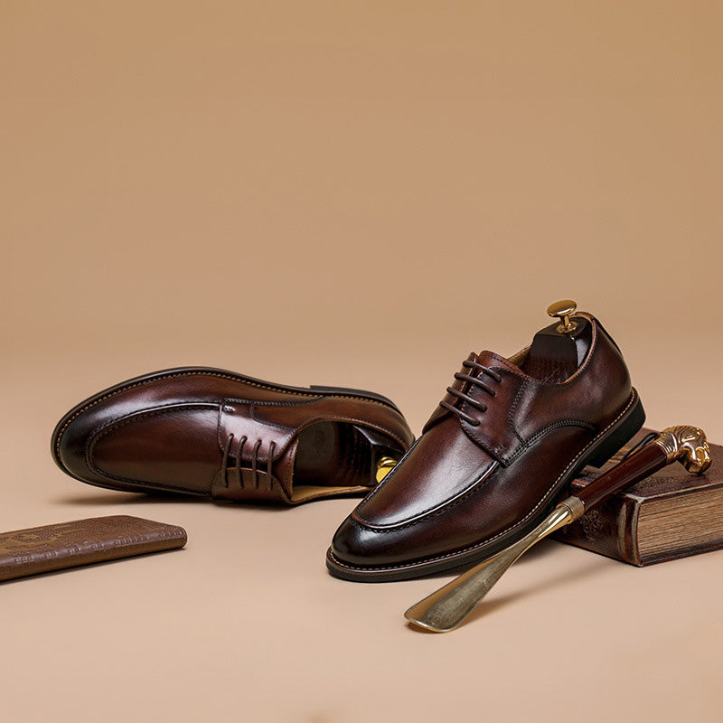 Men Retro Classic Cowhide Casual Oxford Shoes-RAIIFY