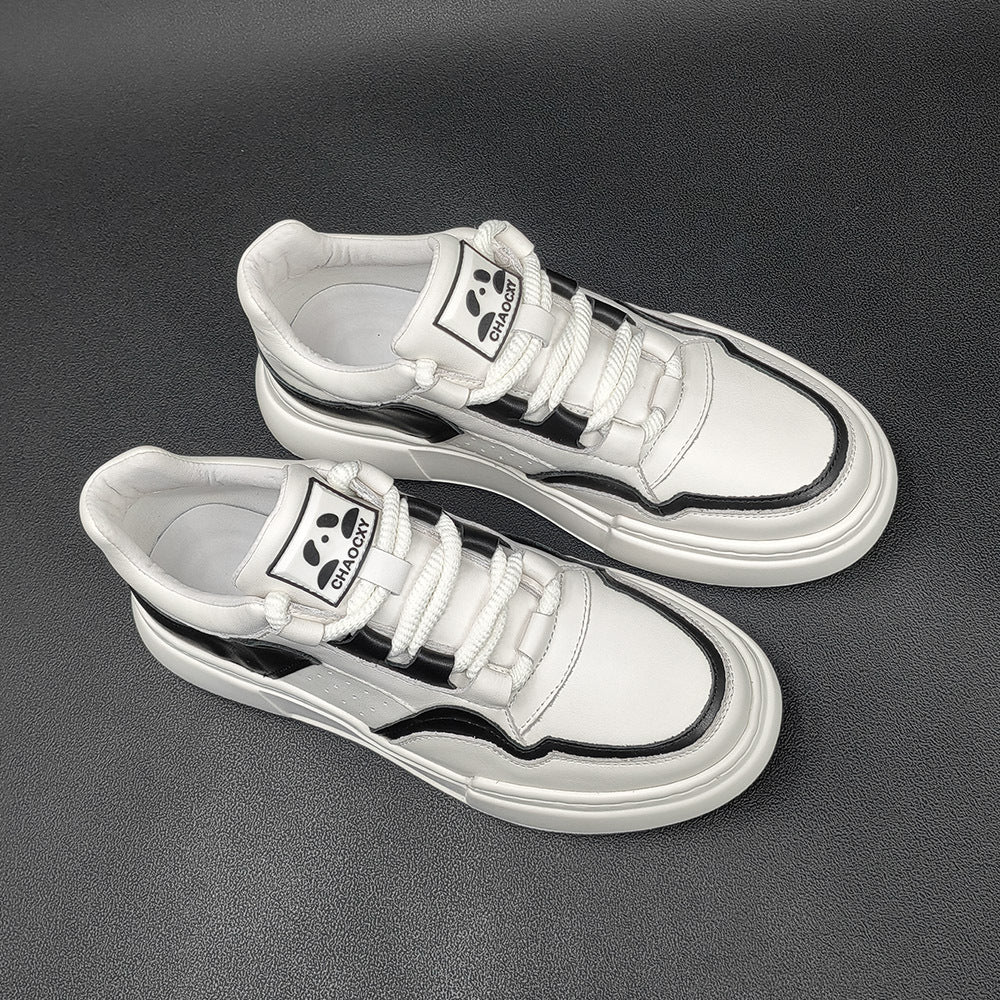 Men Breathable Leather Patchwork Thick Soled Casual Sneakers-RAIIFY