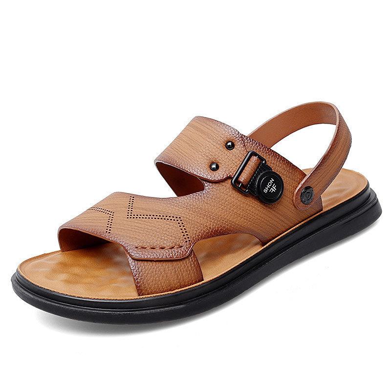 Men Fashion Casual Leather Beach Sandals-RAIIFY