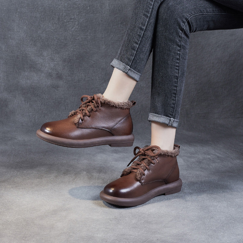 Women Retro Minimalist Furred Winter Casual Shoes-RAIIFY