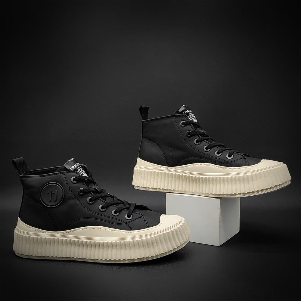 Men Fashion Leather Thick Sole Sneakers-RAIIFY