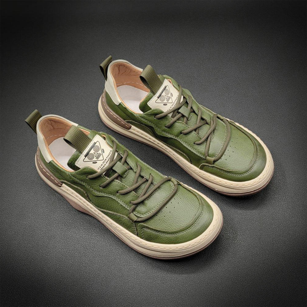 Men Fashion Patchwork Cowhide Sneakers-RAIIFY