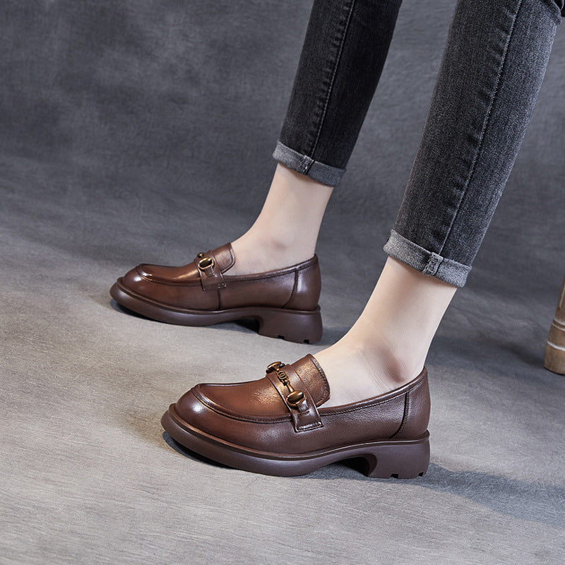 Women Casual Classic Minimalist Leather Loafers-RAIIFY