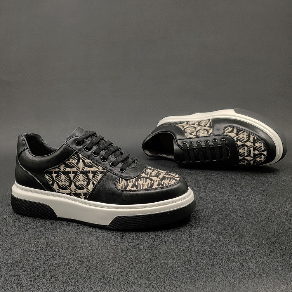 Men Fashion Leather Flat Casual Sneakers-RAIIFY