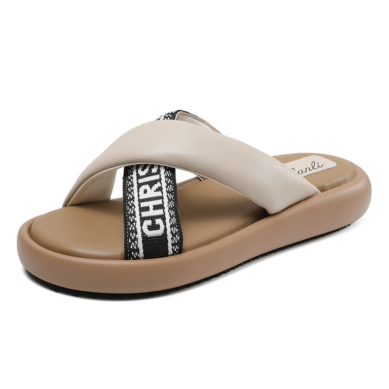 Women Soft Leather Stylish Casual Slides-RAIIFY