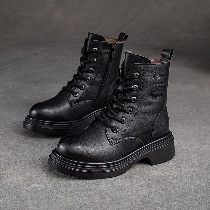 Women Winter Classic Leather Wool Furred Winter Boots-RAIIFY