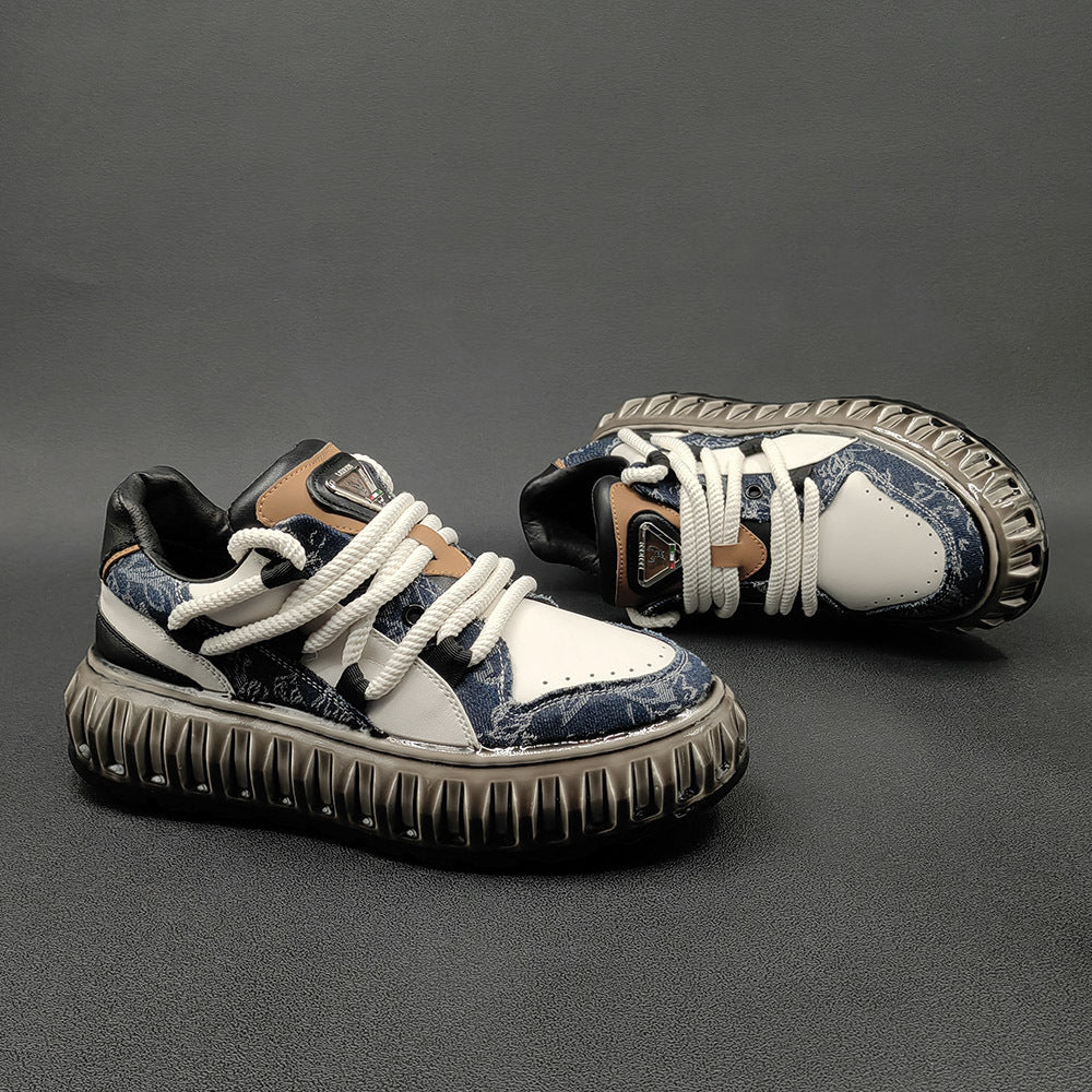 Men Stylish Fashion Leather Flat Casual Sneakers-RAIIFY