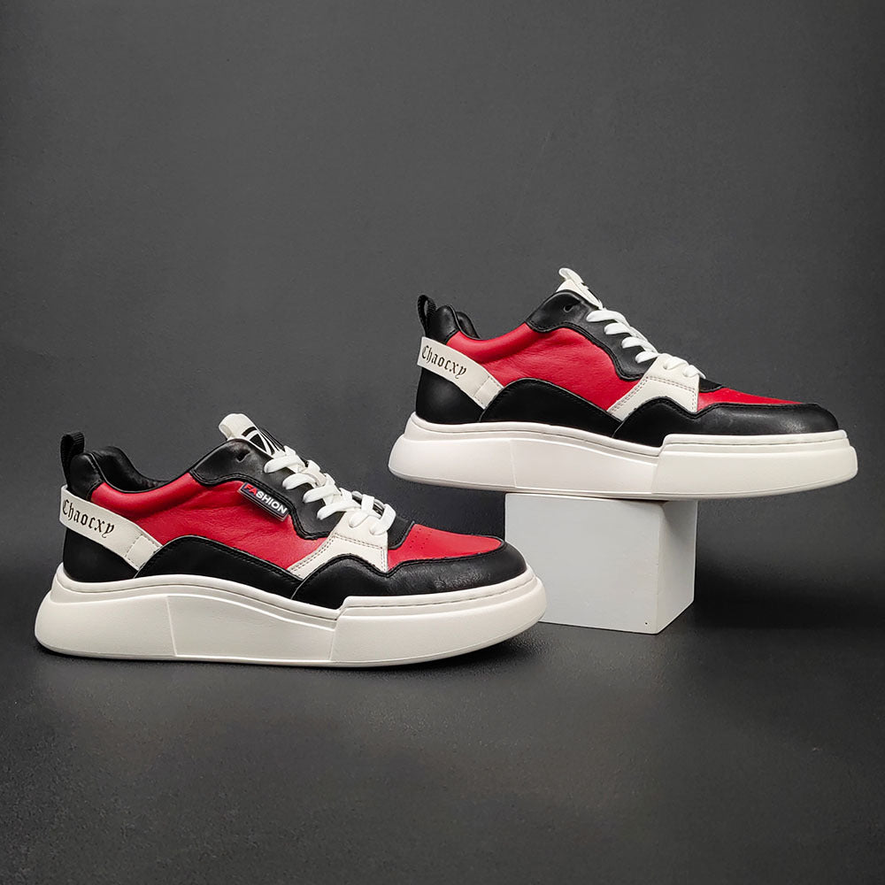 Men Fashion Breathable Patchwork Leather Casual Sneakers-RAIIFY