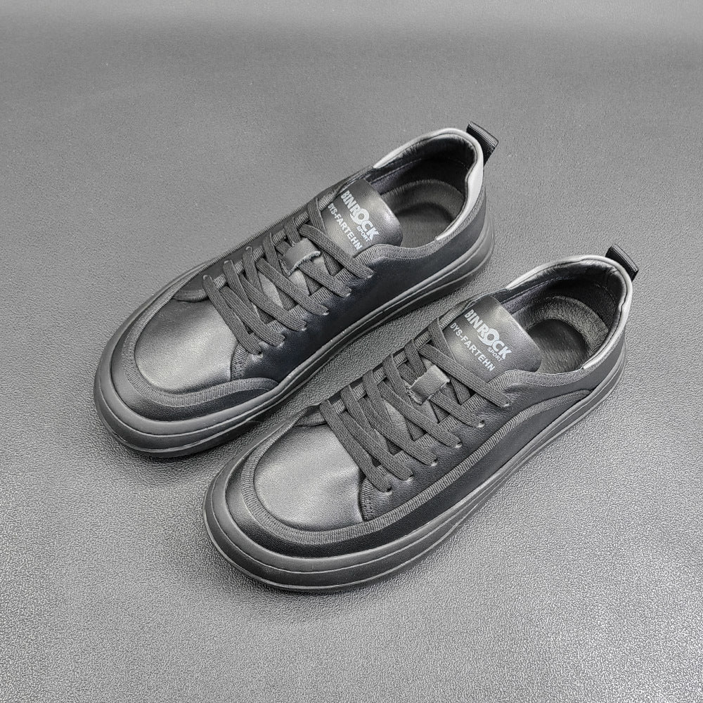 Men Leather Casual Fashion Solid Flat Sneakers-RAIIFY