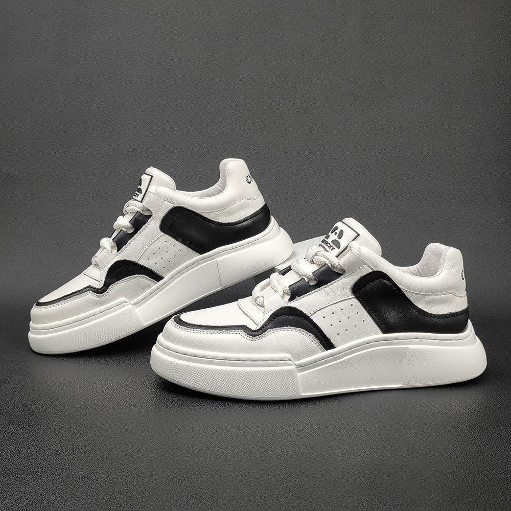 Men Breathable Leather Patchwork Thick Soled Casual Sneakers-RAIIFY