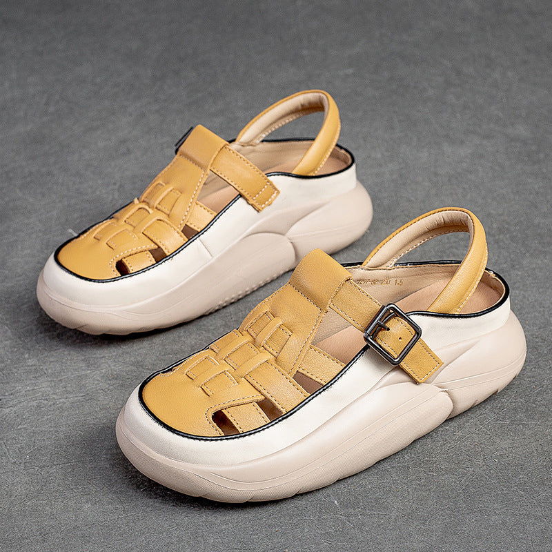 Women Handcraft Plaited Leather Soft Summer Sandals-RAIIFY