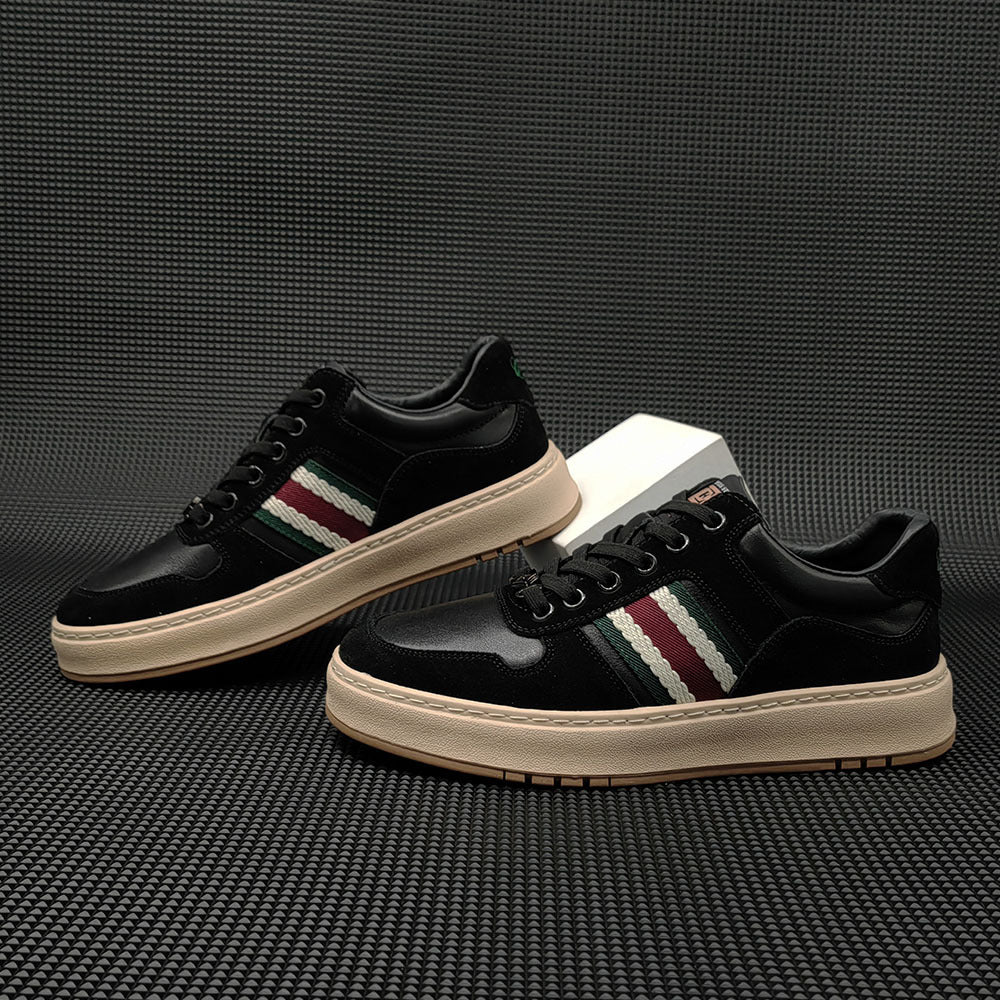 Men Patchwork Leather Stylish Flat Casual Sneakers-RAIIFY