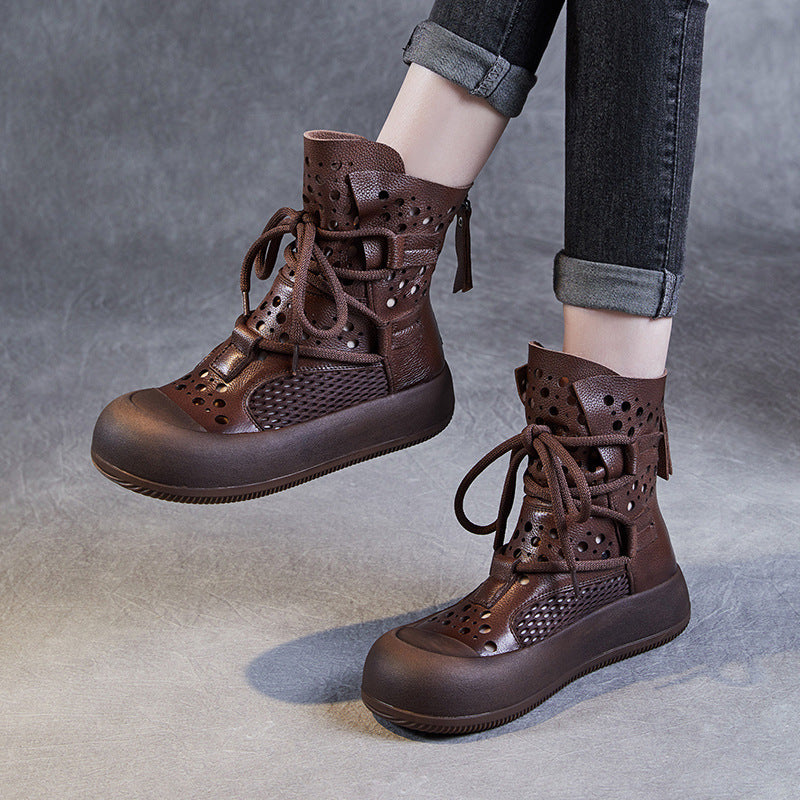Women Retro Hollow Breathable Flat Summer Boots-RAIIFY