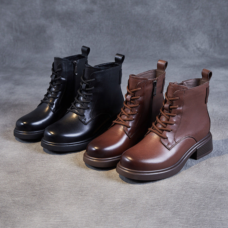 Women Minimalist Retro Soft Leather Ankle Boots-RAIIFY