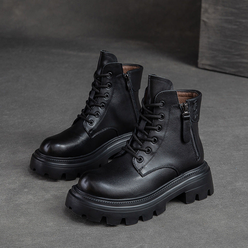 Women Casual Minimalist Soft Leather Boots-RAIIFY